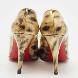 مملوكة مسبقًا Christian Louboutin Two Tone Animal Print Patent Leather Pumps Size 38.5