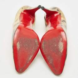 مملوكة مسبقًا Christian Louboutin Two Tone Animal Print Patent Leather Pumps Size 38.5