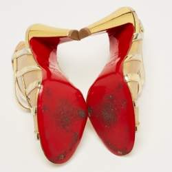 Christian Louboutin Gold Leather and Mesh Nicole K Sandals Size 38