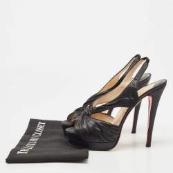 Christian Louboutin Black Shimmery Fabric Fortuna Sandals Size 37.5