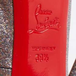 Pre Owned Christian Louboutin Metallic Glitter  Very Prive Peep Toe Pumps Size 39.5