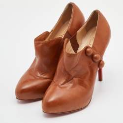 Pre Owned Christian Louboutin Tan Leather C'est Moi Ankle Booties Size 39.5