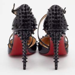 Christian Louboutin Black Patent Leather Goldocross Spike Pumps Size 38