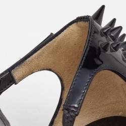 Christian Louboutin Black Patent Leather Goldocross Spike Pumps Size 38