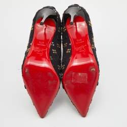 Christian Louboutin Black Embroidered Fabric So Kate Ankle Booties Size 37.5