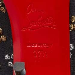 Christian Louboutin Black Embroidered Fabric So Kate Ankle Booties Size 37.5