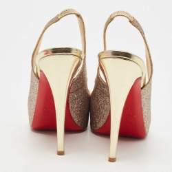 Christian Louboutin Metallic Gold Glitter Private Number Sandals Size 39