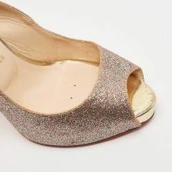 Christian Louboutin Metallic Gold Glitter Private Number Sandals Size 39