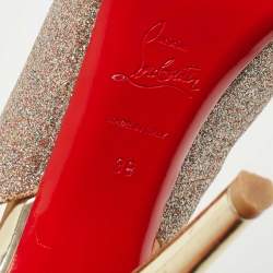 Christian Louboutin Metallic Gold Glitter Private Number Sandals Size 39