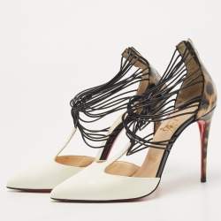 مملوكة مسبقًا Christian Louboutin Brown/White Patent Leather Confusa Pumps Size 36.5