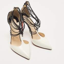  مملوكة مسبقًا Christian Louboutin Brown/White Patent Leather Confusa Pumps Size 36.5