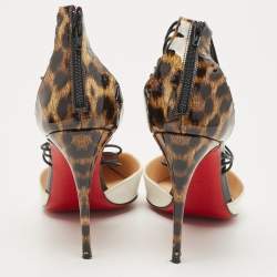 مملوكة مسبقًا Christian Louboutin Brown/White Patent Leather Confusa Pumps Size 36.5