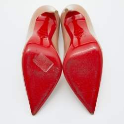 Pre Owned Christian Louboutin Beige Patent Leather So Kate Pumps Size 36.5