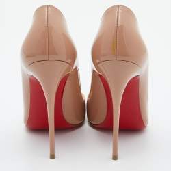 Pre Owned Christian Louboutin Beige Patent Leather So Kate Pumps Size 36.5