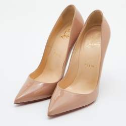 Pre Owned Christian Louboutin Beige Patent Leather So Kate Pumps Size 36.5