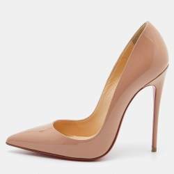 Pre Owned Christian Louboutin Beige Patent Leather So Kate Pumps Size 36.5