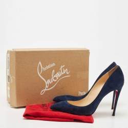 Pre Owned Christian Louboutin Blue Suede Pigalle Follies Pointed Toe Pumps Size 39.5