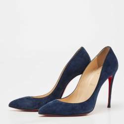 Pre Owned Christian Louboutin Blue Suede Pigalle Follies Pointed Toe Pumps Size 39.5