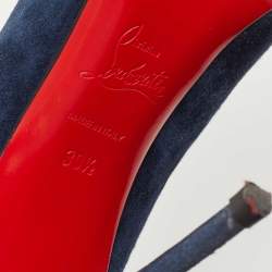 Pre Owned Christian Louboutin Blue Suede Pigalle Follies Pointed Toe Pumps Size 39.5