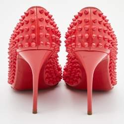 Christian Louboutin Coral Pink Patent Leather Fifi Spikes Pumps Size 36.5