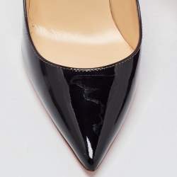 Pre Owned Christian Louboutin Beige/Black Patent Very Prive  Pumps Size 34