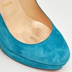 مملوكة مسبقًا Christian Louboutin Blue Suede Bibi Pumps Size 39.5