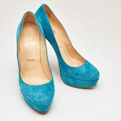 مملوكة مسبقًا Christian Louboutin Blue Suede Bibi Pumps Size 39.5