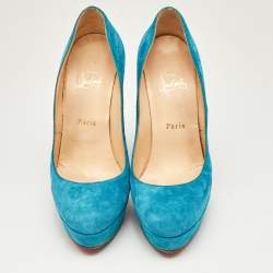 مملوكة مسبقًا Christian Louboutin Blue Suede Bibi Pumps Size 39.5