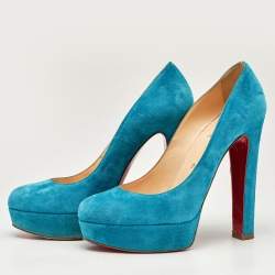 مملوكة مسبقًا Christian Louboutin Blue Suede Bibi Pumps Size 39.5