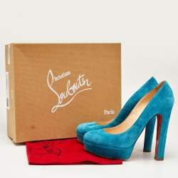 مملوكة مسبقًا Christian Louboutin Blue Suede Bibi Pumps Size 39.5