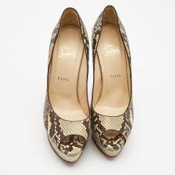 Christian Louboutin Two Tone Python Lady Peep Pumps Size 40