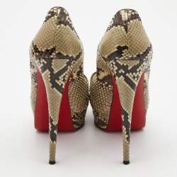 Christian Louboutin Two Tone Python Lady Peep Pumps Size 40