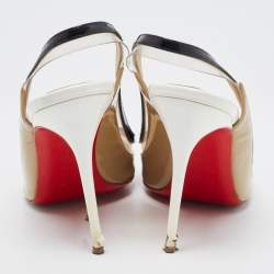 Christian Louboutin Tricolor Patent Leather and PVC Paulina Slingback Pumps Size 38