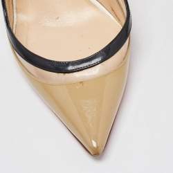 Christian Louboutin Tricolor Patent Leather and PVC Paulina Slingback Pumps Size 38