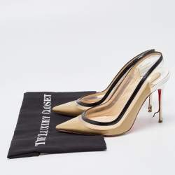 Christian Louboutin Tricolor Patent Leather and PVC Paulina Slingback Pumps Size 38