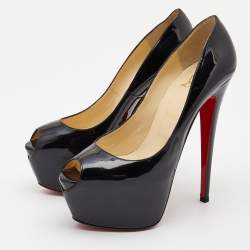 Pre Owned Christian Louboutin Black Patent Leather Highness Pumps Size 39.5