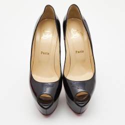 Pre Owned Christian Louboutin Black Patent Leather Highness Pumps Size 39.5