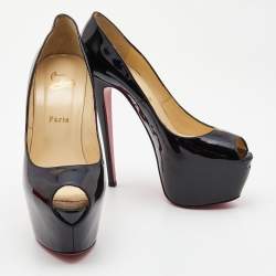 Pre Owned Christian Louboutin Black Patent Leather Highness Pumps Size 39.5