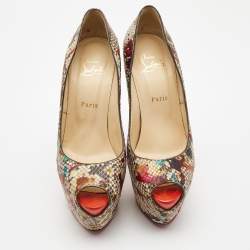 Christian Louboutin Two Tone Splash Print Python Highness Pumps Size 39.5