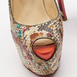 Christian Louboutin Two Tone Splash Print Python Highness Pumps Size 39.5