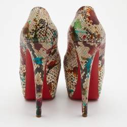 Christian Louboutin Two Tone Splash Print Python Highness Pumps Size 39.5