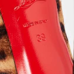 Pre Owned Christian Louboutin Brown/Beige Leopard Print Calf Hair Highness Pumps Size 39