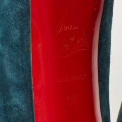 Christian Louboutin Teal Blue Suede Daffodile Platform Pumps Size 38