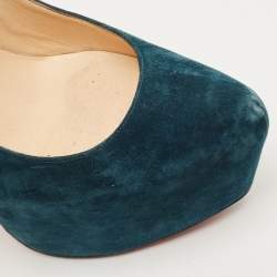 Christian Louboutin Teal Blue Suede Daffodile Platform Pumps Size 38