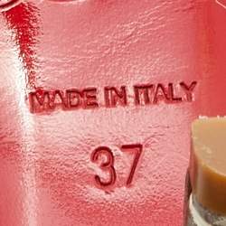 Pre Owned Christian Louboutin Brown Watersnake Leather Very Prive Peep Toe Pumps Size 37