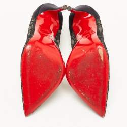 مملوكة مسبقًا Christian Louboutin Black Satin and Lace Follies Pumps Size 37