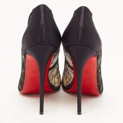 مملوكة مسبقًا Christian Louboutin Black Satin and Lace Follies Pumps Size 37