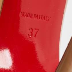 Pre Owned Christian Louboutin Beige Patent Leather Kate Pumps Size 37