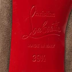 Pre Owned Christian Louboutin Brown Suede Trottinette Ankle Booties Size 39.5