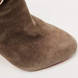 Pre Owned Christian Louboutin Brown Suede Trottinette Ankle Booties Size 39.5